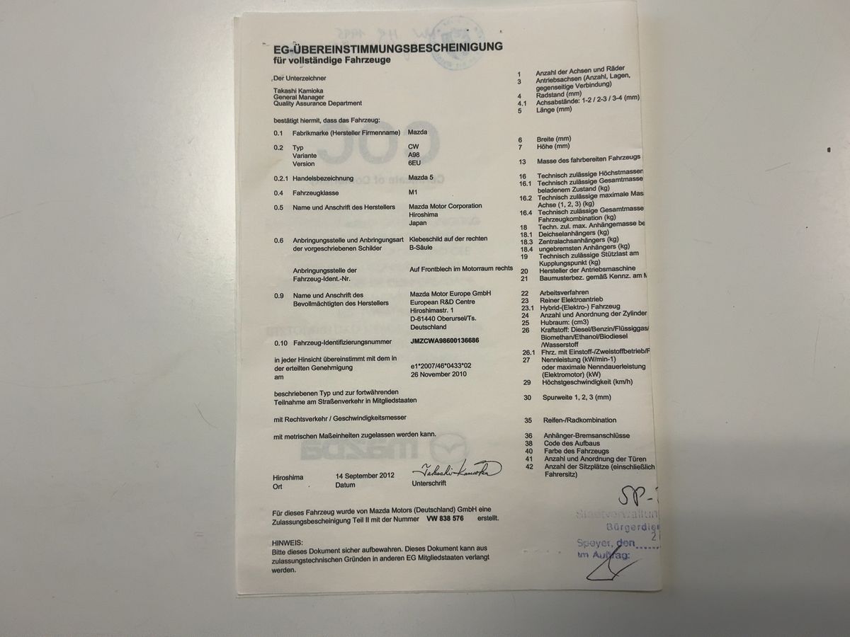 Mazda 5 1.8 Center-Line