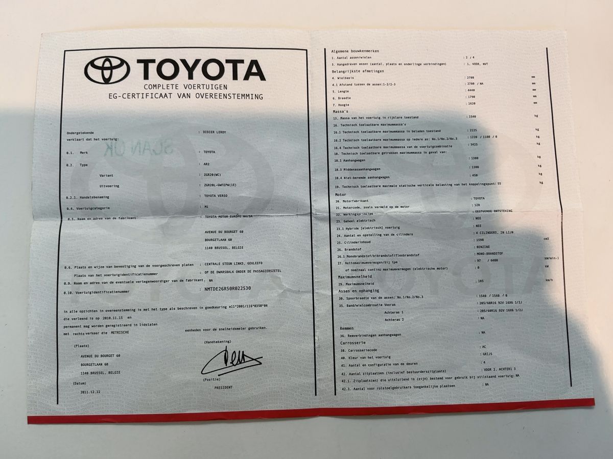 Toyota Verso d'occasion