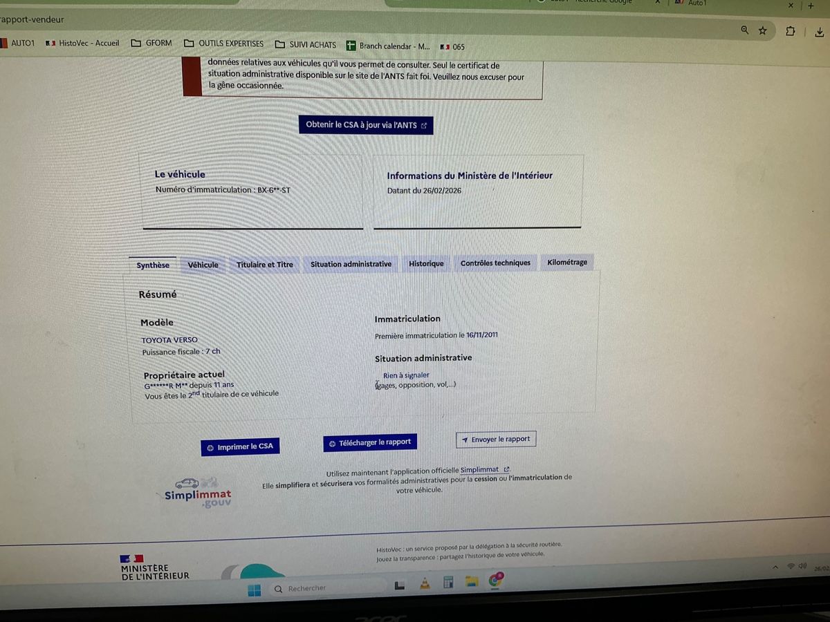 Toyota Verso d'occasion