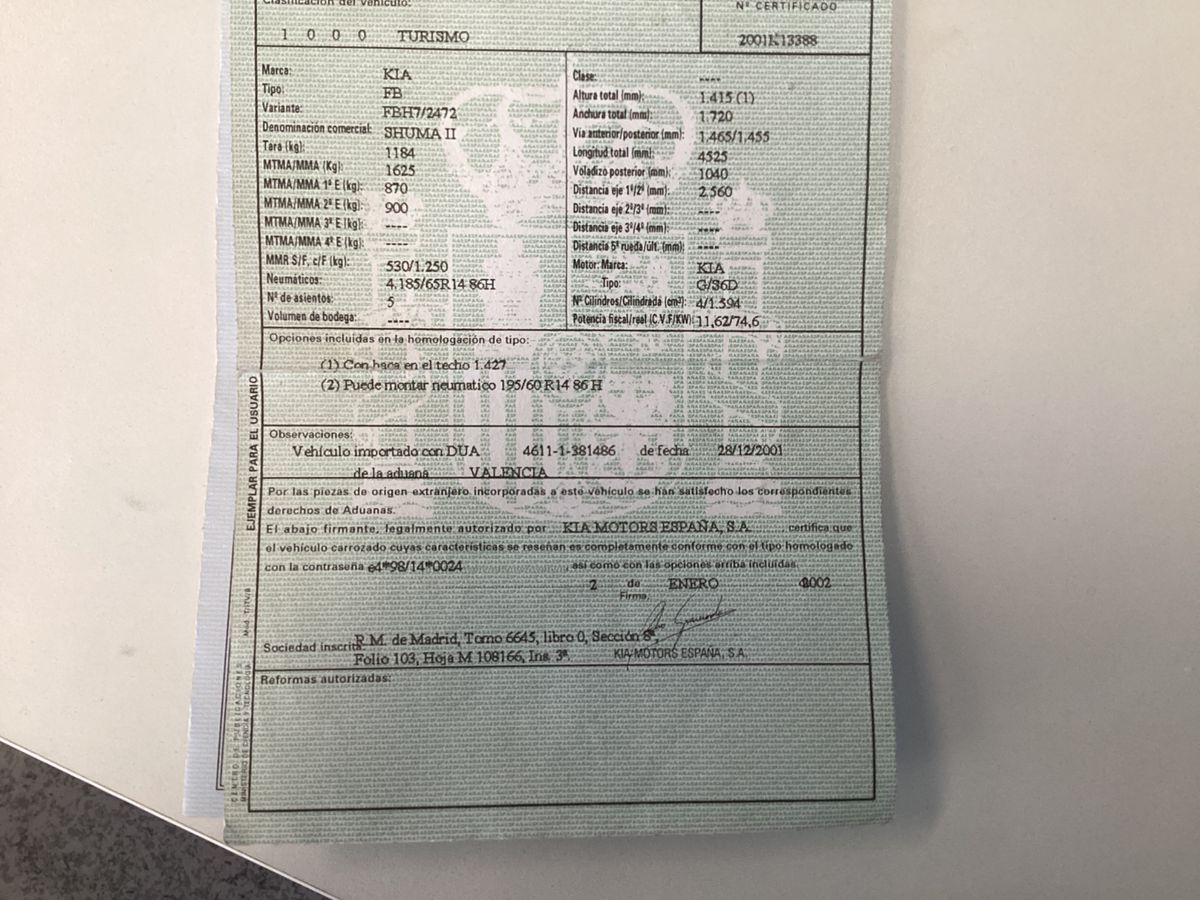 Kia Shuma 1.6 LS 5