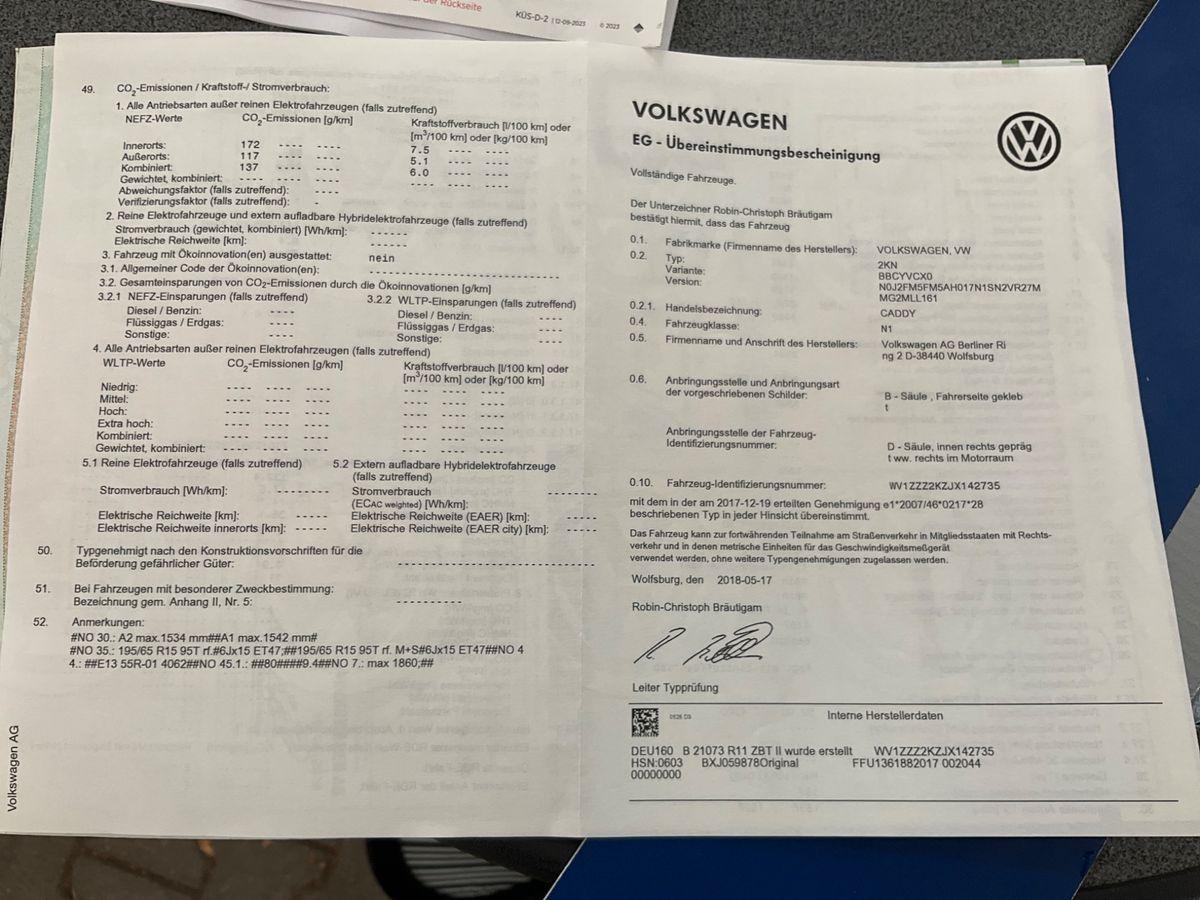 Volkswagen Caddy 1.2 TSI Kasten Trendline BlueMotion