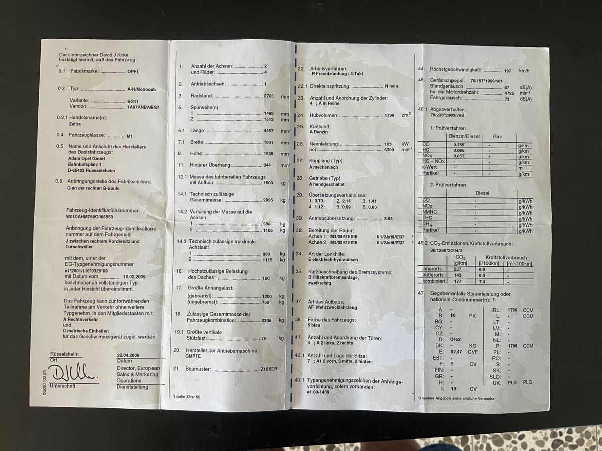 Opel Zafira 1.8 Sport