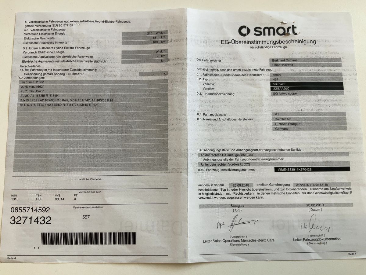 Smart fortwo electric drive 60 kW passion