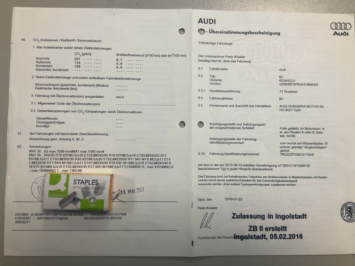 Audi TT 2.0 TFSI quattro Roadster