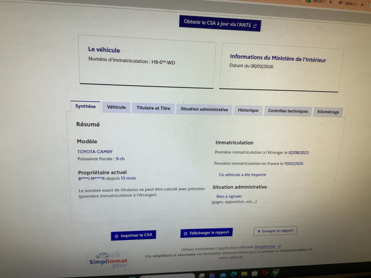 Toyota Camry d'occasion