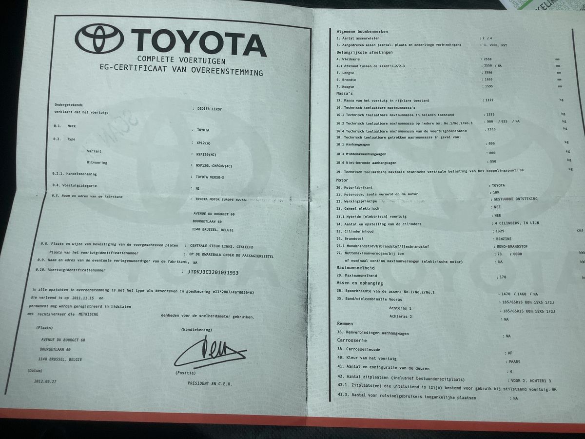 Toyota Verso-S d'occasion