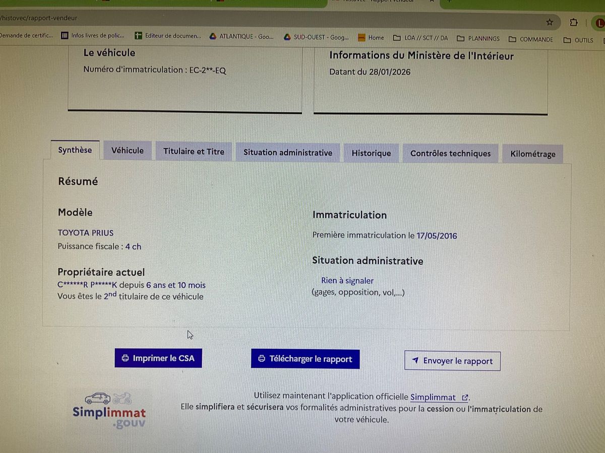 Toyota Prius d'occasion