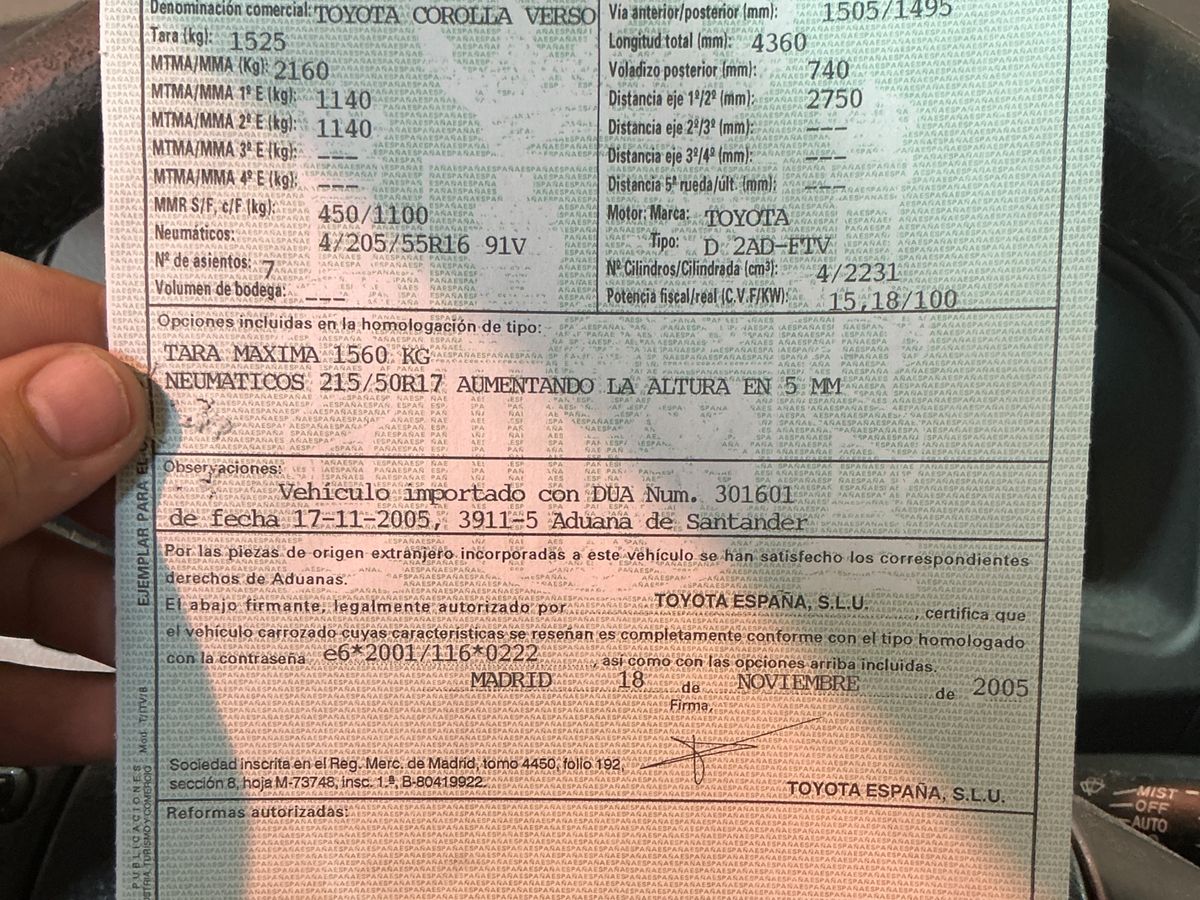 Toyota Corolla Verso 2.2 D-4D Sol