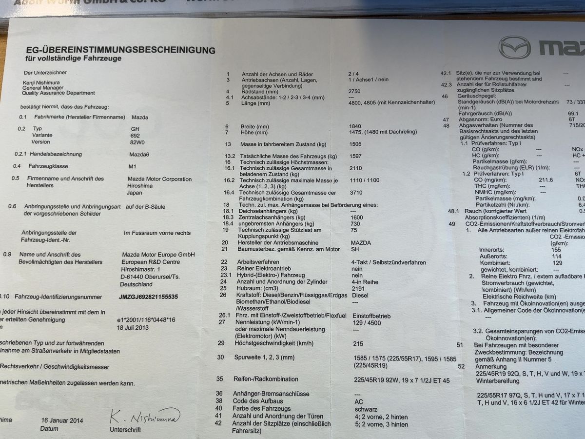 Mazda 6 2.2 Turbodiesel Sports-Line