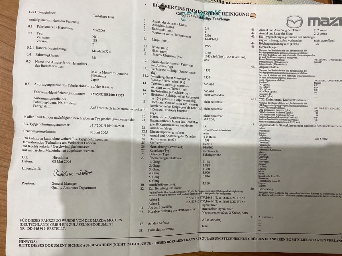 Mazda MX-5 1.8 Emotion