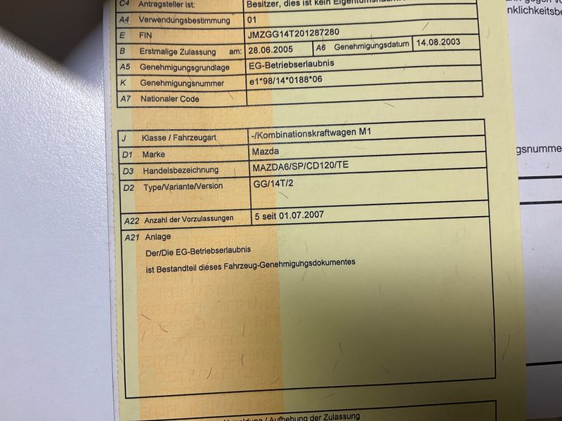 Cd120 2003 Mazda 6 2.0 Diesel Sport 2,0 CD120 TE from the USA