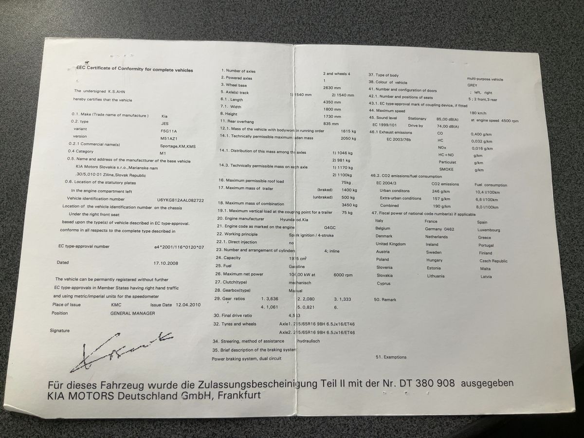 Kia Sportage 2.0 Seven Stars 2WD