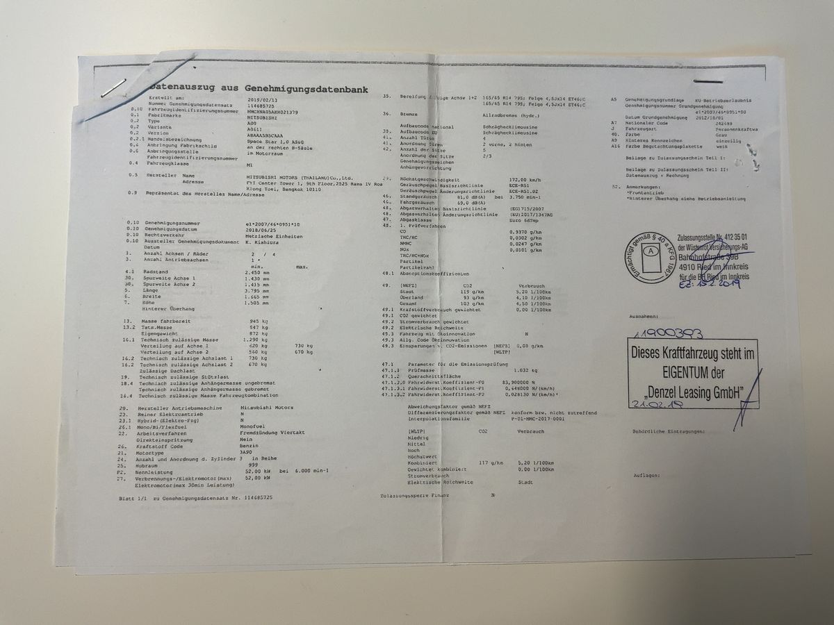 Mitsubishi Space Star 1.0 Basis