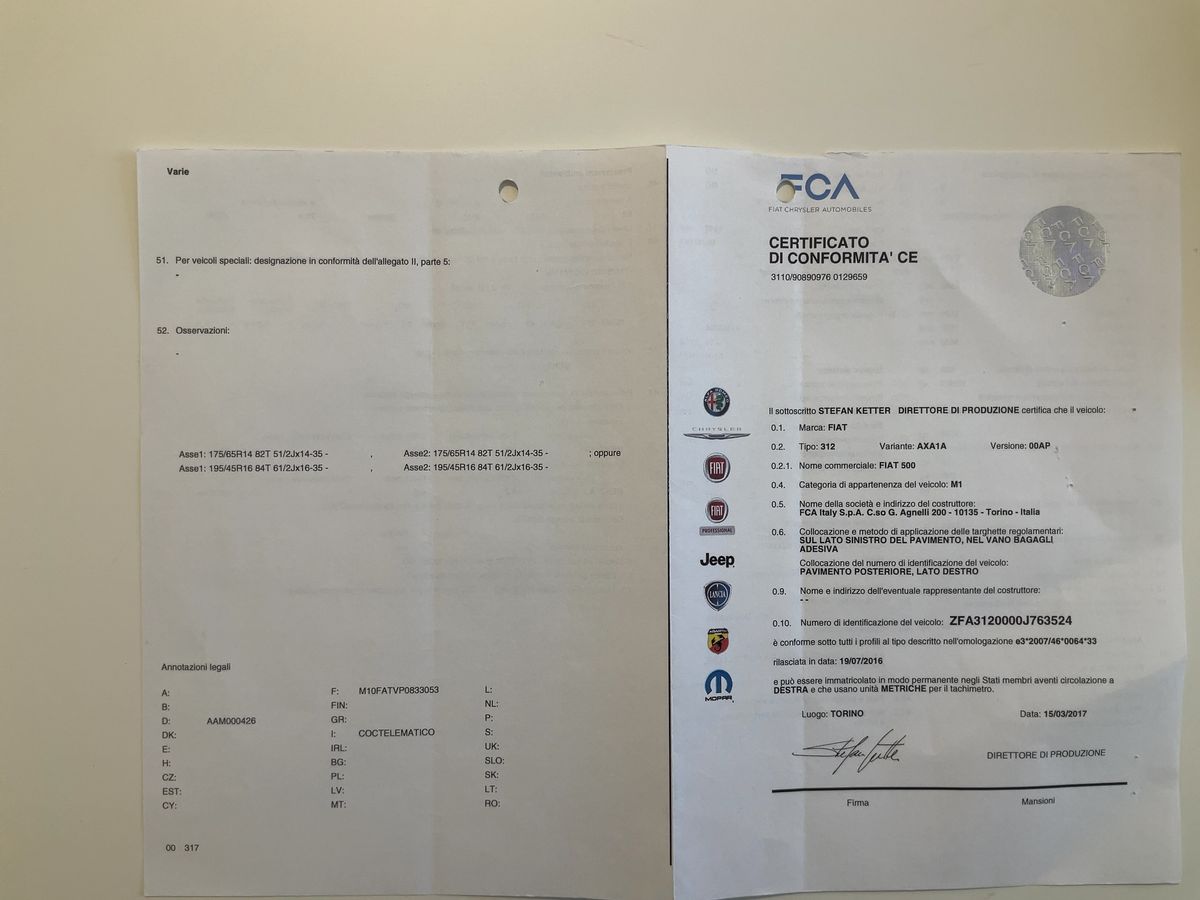 Fiat 500C 1.2 Mirror