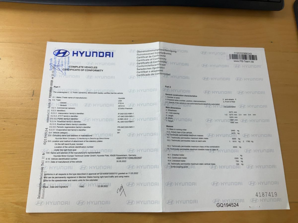 Hyundai Staria d'occasion