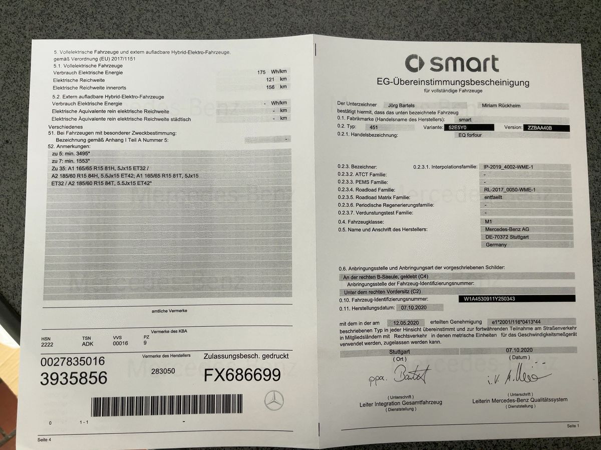 Smart forfour electric drive 60 kW passion